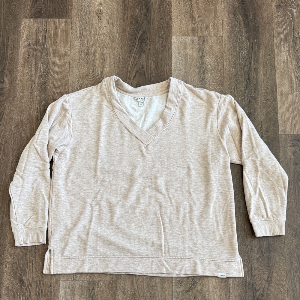 Orvis Light Tan V-Neck Sweater, women’s size XL